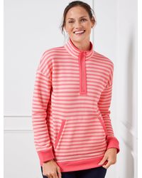 Talbots - Vale Stripe Classic French Terry Half-zip Pullover Sweater - Lyst