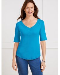 Talbots - Ribbed V-neck T-shirt - Lyst