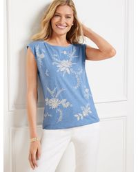 Talbots - Embroidered Bateau Neck Shell Sweater - Lyst