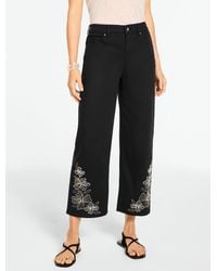 Talbots - Wide Crop High Waist Embroidered Jeans - Lyst