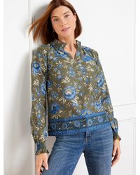 Talbots - Smocked Sleeve Ruffle Top - Lyst