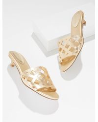 Talbots - Raquel Perforated Metallic Nappa Kitten Heel Mules - Lyst