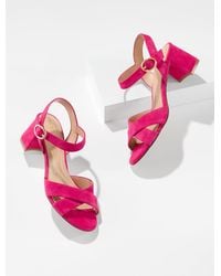 Talbots - Myra Suede Block Heel Sandals - Lyst