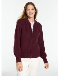 Talbots - Soft Cable Knit Bomber Jacket - Lyst