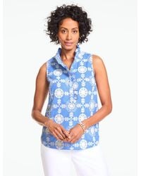 Talbots - Embroidered Ruffle Neck Top - Lyst