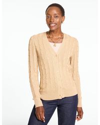 Talbots - Cable Knit V-neck Cardigan Sweater - Lyst