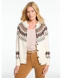 Talbots - Fair Isle Crewneck Cardigan Sweater - Lyst