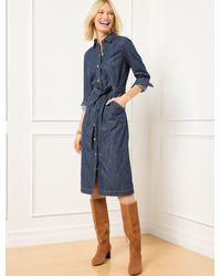 Talbots - Denim Tie Waist Midi Shirtdress - Lyst