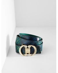 Talbots - Crystal Embellished Reversible Pebble Leather Belt - Lyst