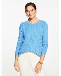 Talbots - Tweed Cable Knit Crewneck Sweater - Lyst