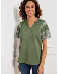 Talbots - Embroidered Sleeve Top - Lyst