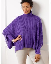 Talbots - Cable Knit Poncho - Lyst