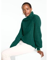 Talbots - Cable Knit Mockneck Sweater - Lyst