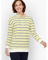 Talbots - Stripe Classic French Terry Half Zip Pullover Sweater - Lyst