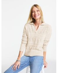 Talbots - Pointelle Johnny Collar Sweater - Lyst