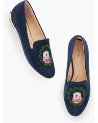 Talbots - Ryan Embroidered Suede Loafers - Lyst