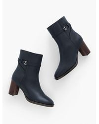 Talbots - Claudette Nappa Block Heel Ankle Boots - Lyst