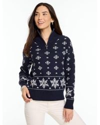 Talbots - Metallic Snowflake Quarter-zip Pullover Sweater - Lyst