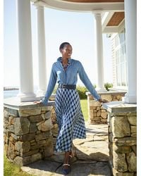 Talbots - Rhinestone Denim Ruffle Button Front Top - Lyst