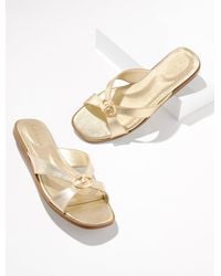 Talbots - Eva Ornament Metallic Vachetta Micro Wedge Sandals - Lyst