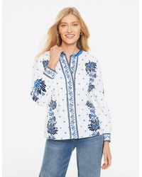 Talbots - Band Collar Poplin Top - Lyst