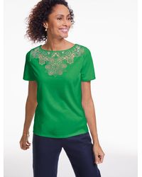 Talbots - Burnout Jersey Short Sleeve Top - Lyst