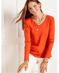 Talbots - Pima V-neck T-shirt - Lyst