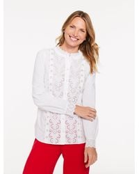 Talbots - Embellished Eyelet Poplin Top - Lyst
