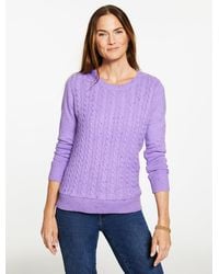 Talbots - Tweed Cable Knit Crewneck Sweater - Lyst