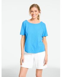 Talbots - Button Back Crewneck Slub T-shirt - Lyst