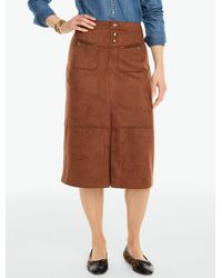Talbots - Faux Suede Midi Skirt - Lyst