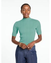 Talbots - Ribbed Elbow Sleeve Mockneck Pullover Sweater - Lyst