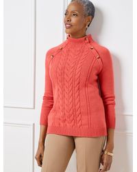 Talbots - Funnel Neck Cable Knit Pullover Sweater - Lyst