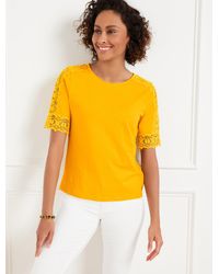 Talbots - Lace Cuff Crewneck T-shirt - Lyst