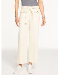 Talbots - Wide Ankle Belted Twill Pants - Lyst