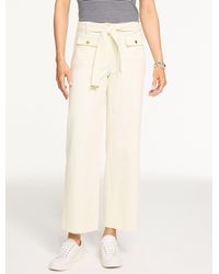 Talbots - Wide Ankle Belted Twill Pants - Lyst