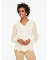Talbots - Ruffle Neck Crinkle Top - Lyst