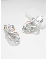 Talbots - Camy Buckle Metallic Slides - Lyst
