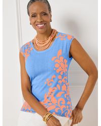 Talbots - Jacobean Floral Scoop Neck Pullover Sweater - Lyst