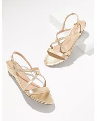 Talbots - Capri Metallic Leather Wedge Sandals - Lyst
