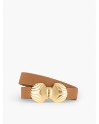 Talbots - Shell Buckle Leather Trim Belt - Lyst