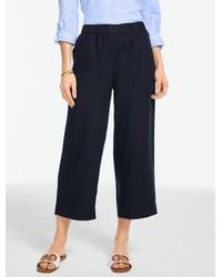 Talbots - Washed Linen Wide Crop Pull-on Pants - Lyst