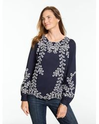 Talbots - Embroidered Poplin Top - Lyst