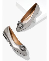 Talbots - Whitley Crystal Metallic Leather Flat - Lyst
