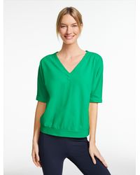 Talbots - Piqué Elbow Sleeve V-neck T-shirt - Lyst