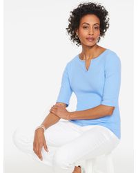 Talbots - Elbow Sleeve Split Neck T-shirt - Lyst
