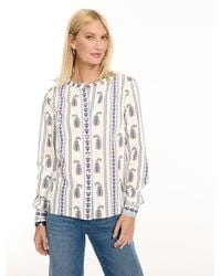 Talbots - Band Collar Button Front Top - Lyst
