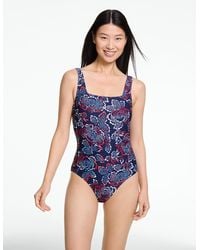 Aqua Club - Piqué Square Neck One-piece Swimsuit – Capri Rose - Lyst