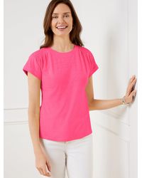 Talbots - Smocked Shoulder Crewneck T-shirt - Lyst
