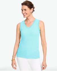 Talbots - Crochet Trim Ribbed Tank Top - Lyst
